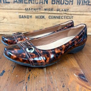 Clarks Collection Tortoise Shell Patent Ballet Flats Brown 8.5M 26103331